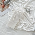 White sheer mesh gift pouch featuring a delicate ribbon bow on textured fabric - One Size / White Wide Ribbon