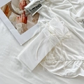 Sheer white bow socks in elegant organza mesh, perfect for a fairy-inspired summer look - One Size / White Thin Ribbon