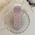 Pink crew socks with ribbed texture and purple floral patterns for a sweet style - Pink Floral