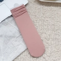 Chaussettes mi-mollet en velours rose avec texture côtelée pour femme - Taille unique / Rose