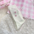 Calze JK in maglia bianco crema con fiocchi rosa e bottoni in stile dolce lolita - Stile Bottone Fiocco(TAN07)