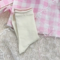Calze a metà polpaccio a coste crema con bordo rosa in dolce stile giapponese JK - Stile a Costine Bordo Rosa(JLW715)