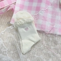 Calze JK bianco crema con ricamo a cuore rosa ed eleganti bordi con volant frou - Stile Volant Ricamo Cuore(ZM2520)