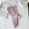 Calze rosa con motivo a cuore, eleganti volant in pizzo bianco e decoro di perle - Taglia unica / Rosa