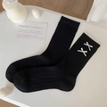 Calze nere stile balletto giapponese con fiocchi bianchi e trama a costine verticali - Taglia unica / Nero