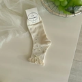 Calze beige crema a pois con bordi in pizzo a balze e graziosi fiocchi decorativi - Taglia unica / Bianco