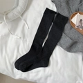 Calcetines negros estilo ballet de punto con puños elásticos acanalados para mujer - Talla única / Negro