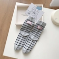 Calze grigie a righe da donna con graziosa etichetta in tessuto rosa 'struggle' - Grigio