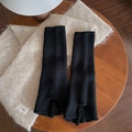 Women's black ribbed knit leg warmers with heel slit for cozy autumn winter fashion styling - One Size / Black