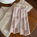 Conjunto de bufanda de punto blanco crema y calentadores rosa claro con dobladillo abierto - Talla única / Caqui