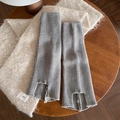 Grey knit leg warmers with unique notch detail for a retro stylish autumn look - One Size / Light Gray