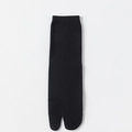 Classic black cotton tabi socks for women with ribbed cuffs and two-toe split design - One Size / Black