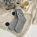 Süße graue Baumwollsocken mit besticktem Welpen und Schleife im koreanischen Stil - Grauer Welpenstil