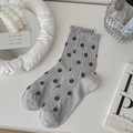 Süße hellgraue Rüschensocken im Ballett-Stil mit dunkelgrauem Polka-Dot-Muster - Grau