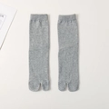Men's grey tabi split-toe mid-calf socks with ribbed cuffs in a minimalist Japanese style - One Size / Light Gray