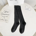Japanese style dark grey ribbed knee-high socks for women with minimalist knit texture - One Size / Dark Gray
