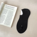 Men's low-cut black mesh boat socks with white N letter embroidery detail on grey background - One Size / Black