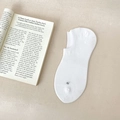 White breathable cotton mesh low cut sock with M letter detail and anti-slip silicone - One Size / White
