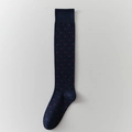 Navy blue mid-calf socks with red polka dots and ribbed cuffs for women - Navy Blue