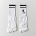 Witte vijf-tenen yogasokken met cartoon hond borduursel en antislip siliconen grip - Eén maat / Wit