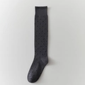 Charcoal grey calf-high socks with black polka dots and ribbed cuffs for women - Dark Gray