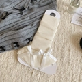 Calentadores de punto acanalado blanco crema con delicados lazos de satén para mujer - Talla única / Blanco