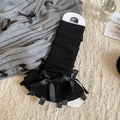 Calentadores negros de punto con lazos y dobladillo acampanado para estilo ballet - Talla única / Todo Negro
