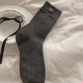 Chic dark gray mid-calf socks with cute plush heart detail for autumn fashion style - Dark Gray (Dark Gray Heart)