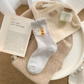 Calze medie in peluche grigio con ricami di animali e bordo a volant dolce - Grigio