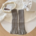 Ballet style long knit leg warmers in grey with ruffled edges and thick ribbed texture - One Size / Gray