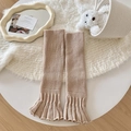 Beige ballet style leg warmers with vertical rib knit and ruffled flare edges - One Size / Khaki