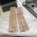 Apricot ribbed knit leg warmers for women with stylish slit design for autumn and winter - One Size / Khaki