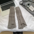 Dark grey chunky knit leg warmers with side split detail for women winter fashion - One Size / Light Gray
