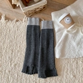 Scaldamuscoli in maglia grigia con design patchwork a costine per un look invernale - Taglia unica / Grigio scuro