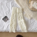Chic cream white cable knit leg warmers with ribbed cuffs for a cozy winter style - One Size / White