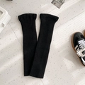 Jambières noires classiques en maille côtelée pour femmes avec un design long élégant - Noir