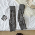 Jambières grises en grosse maille torsadée avec revers dans un style cosy - Taille unique / Gris clair