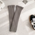 Grey ribbed knit leg warmers in thick warm fabric for Japanese style outfits - Light Gray