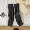 Jambières gris anthracite en maille torsadée avec revers côtelés doux pour l'hiver - Taille unique / Gris foncé