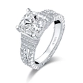 Luxury S925 sterling silver ring with cushion cut gemstone and micro-pave details - US Size 5 / Style Q