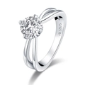 S925 sterling silver ring with double-layer band and large round brilliant zircon stone - Style R