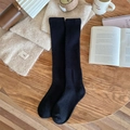 Calze nere spesse in maglia a coste piatte per uno stile invernale confortevole - Taglia unica / Nero