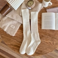 Calze lunghe a coste bianco crema da donna con morbida consistenza termica calda - Taglia unica / Bianco