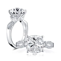 Elegant S925 sterling silver double-layer ring with cushion-cut zircon and pavé stones - Style U