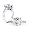 Double layered S925 sterling silver ring featuring a cushion-cut cubic zirconia stone - Style V