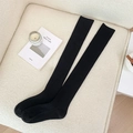 Calcetines negros por encima de la rodilla de punto térmico con textura de canalé - Talla única / Negro