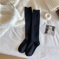Cozy black cashmere argyle knee-high socks with warm knitted texture for women - Knee-high Style / Black