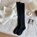 Knee-high black cashmere socks with classic argyle knit pattern for winter warmth - Over-The-Knee Style / Black