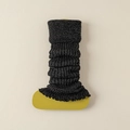 Scaldamuscoli neri a coste con glitter argento e bordo decorativo a balze eleganti - Taglia unica / Nero (Glitter)