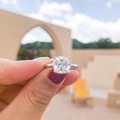 S925 sterling silver square-cut zircon ring with minimalist four-prong setting - US Size 5.5 / Style A